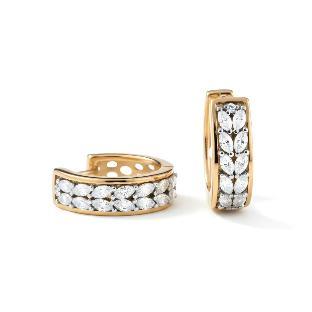 18K Gold Filled Diamond Huggie Earrings