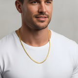 18K Gold Filled Curb Cuban Link Chain Necklace (50cm x 4mm) – Flat-Bevel Gold Chain for Men & Women
