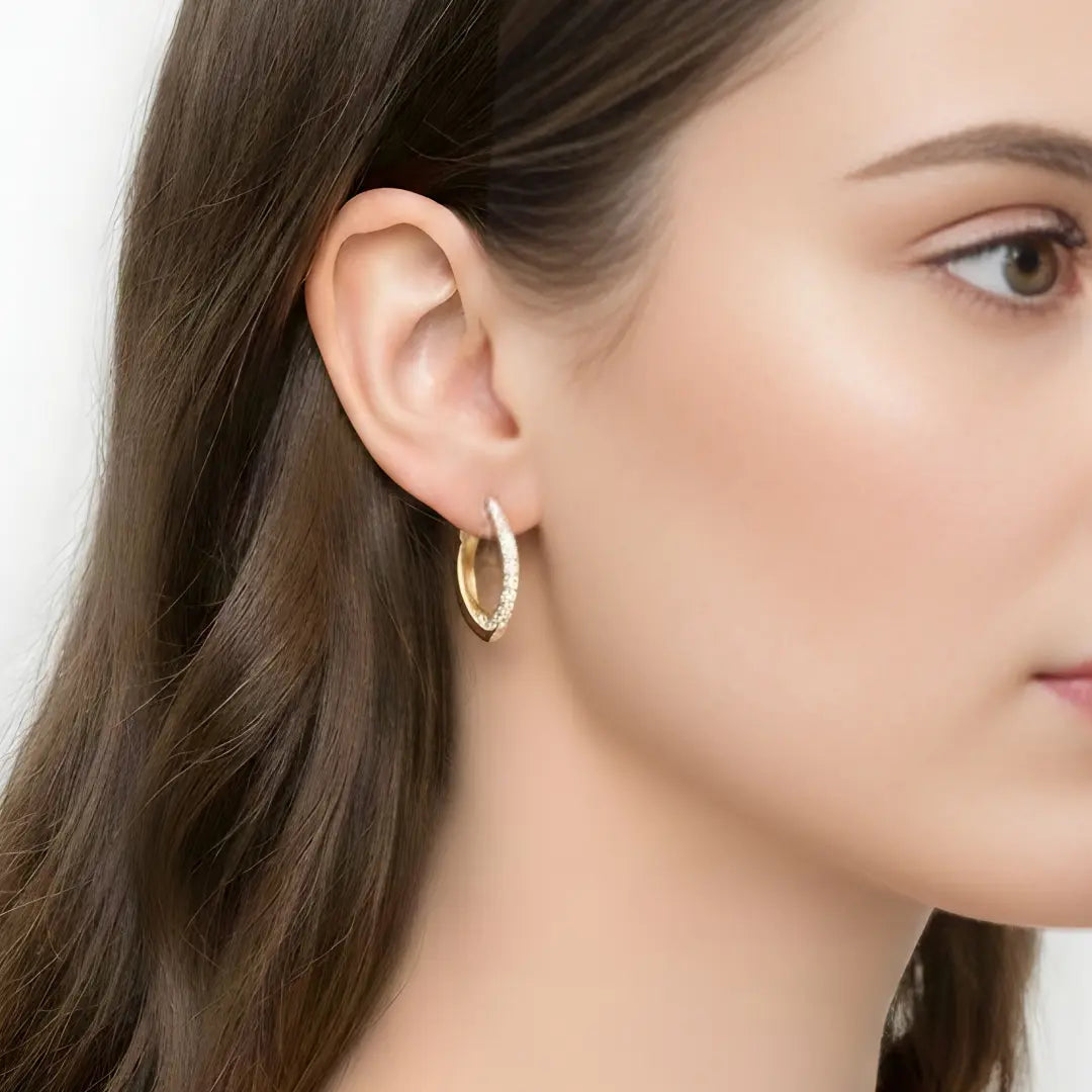 18K Gold Filled Leaf Shaped Huggie Earrings