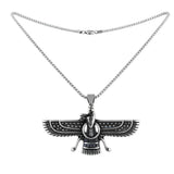 Faravahar Pendant Necklace – Oxidized Stainless Steel (50cm) – Ancient Persian Heritage Statement Jewelry