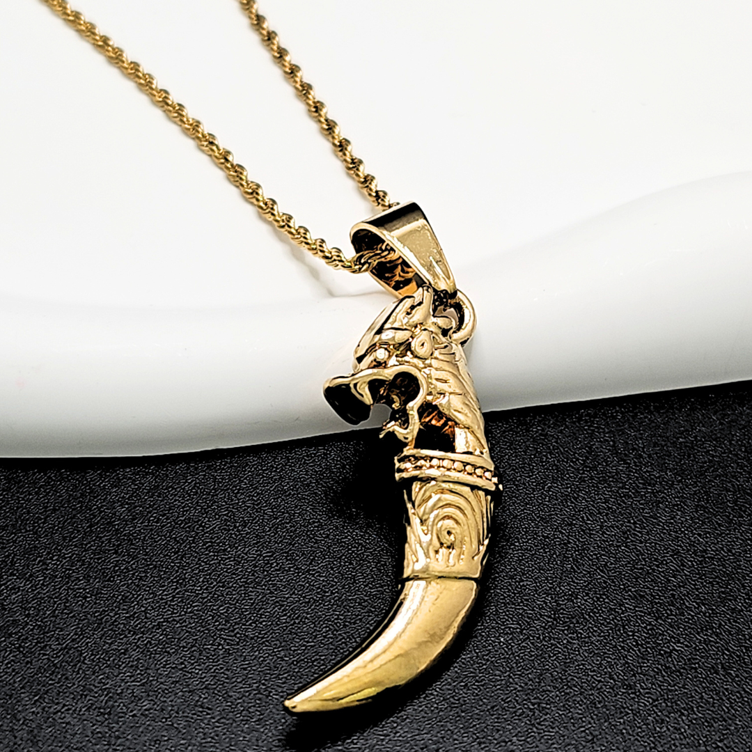 18K Gold Filled Lion Tooth Pendant Necklace