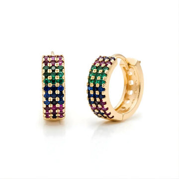 18K Gold Filled Multicolored Huggie Earrings
