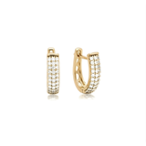 18K Gold Filled Triple-Row Micro-Pavé CZ Huggie Earrings – Sparkling Cubic Zirconia Huggie Hoop Earrings for Women
