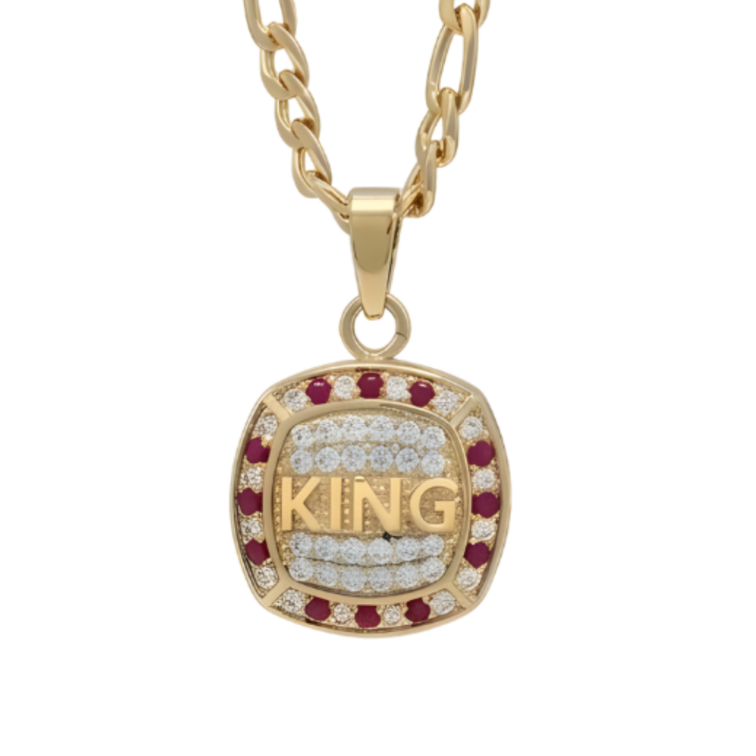 18K Gold Filled Customized King Pendant Necklace