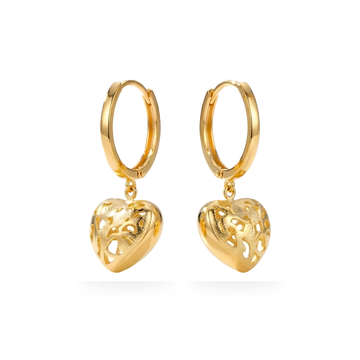 18K Gold Filled Cutout Puffed Heart Huggie Hoop Earrings – Dainty Drop Earrings for Women