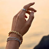 18K Gold Filled Rope Chain Bracelet - 22cm Bold Twisted Link Classic Wristband