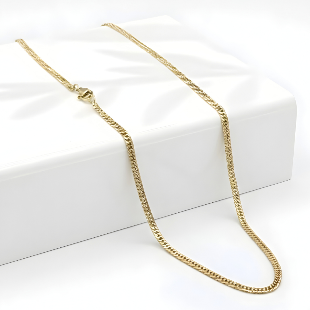 18K Gold Filled Curb Cuban Link Chain Necklace (50cm x 3mm) – Sleek Unisex Everyday Fine Jewelry