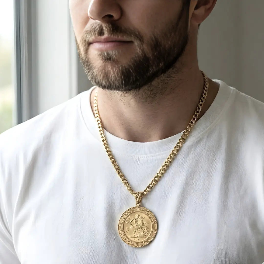18K Gold Filled Customized  Full Sovereign Pendant Necklace
