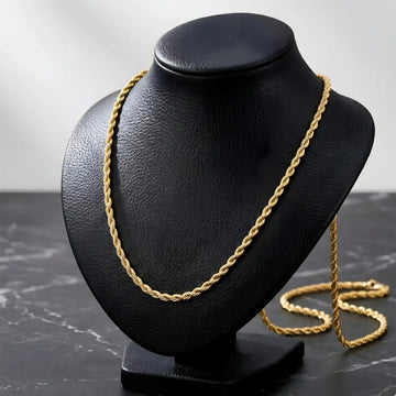 18K Gold Filled Classic Rope Chain Necklace – Twisted Link Design