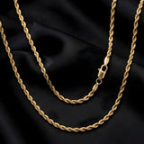 18K Gold Filled Rope Chain Necklace – Classic Twisted Gold Chain for Men & Women