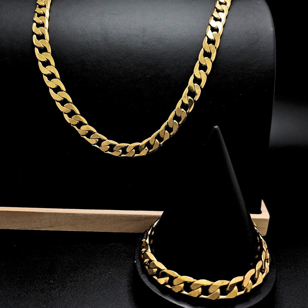 18K Gold Filled 12mm Cuban Link Chain & Bracelet