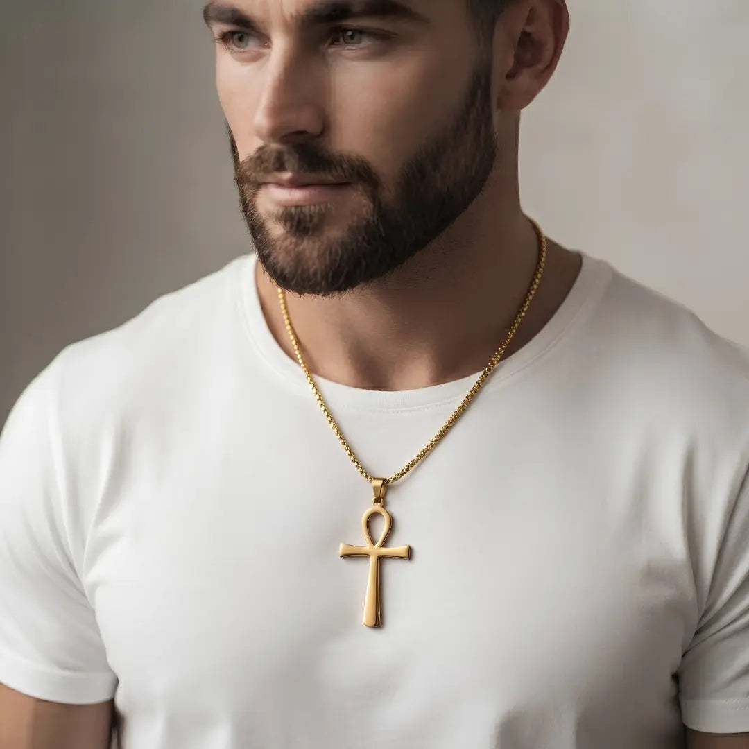 Ankh Pendant Necklace – Egyptian Key of Life Stainless Steel (52cm Chain)