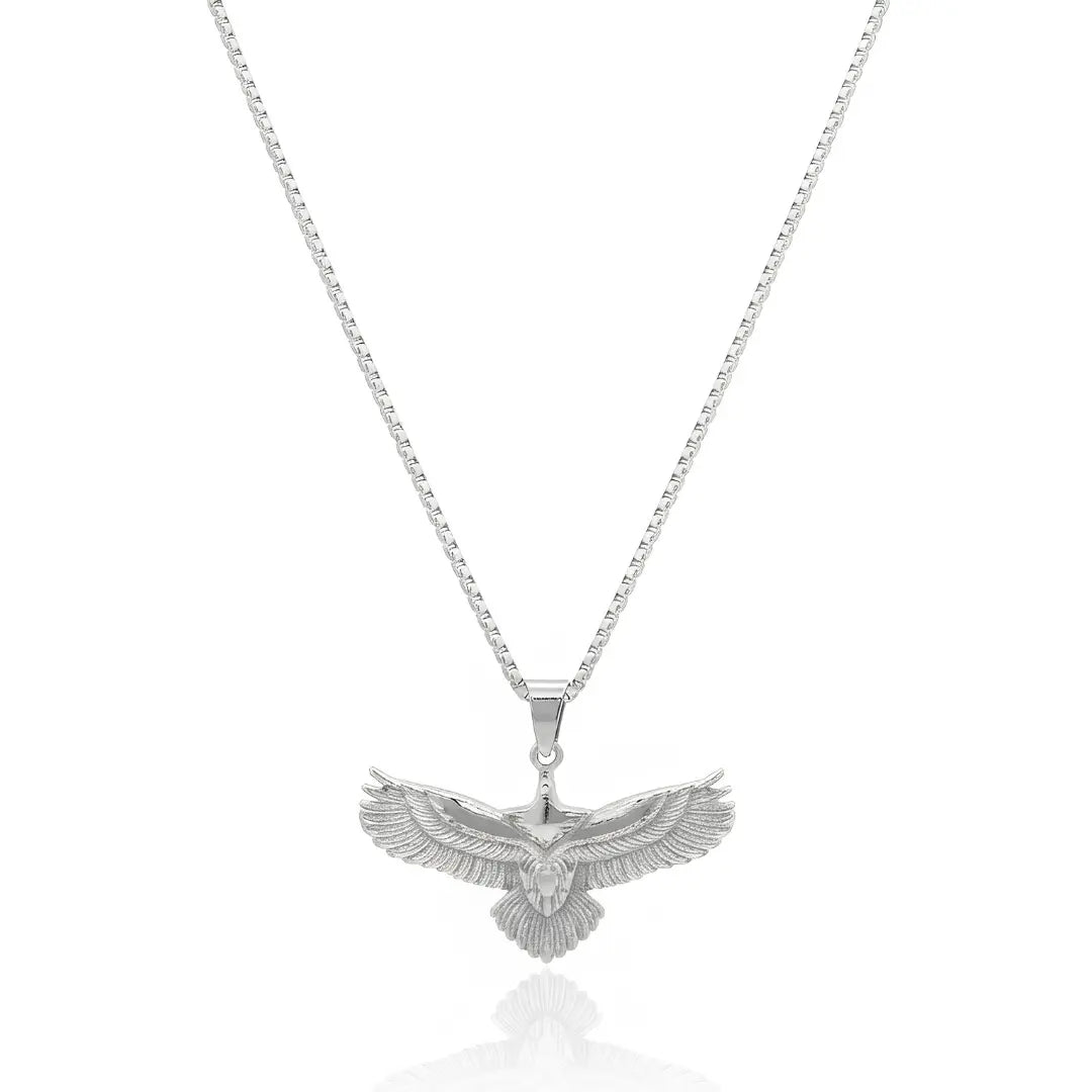 Tarnish-Proof Soaring Eagle Pendant Necklace – 58cm Box Chain in Gold & Silver
