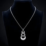 Silver Three Circle Pendant Necklace with American Diamonds – Interlocking Tiered Circle Drop Necklace