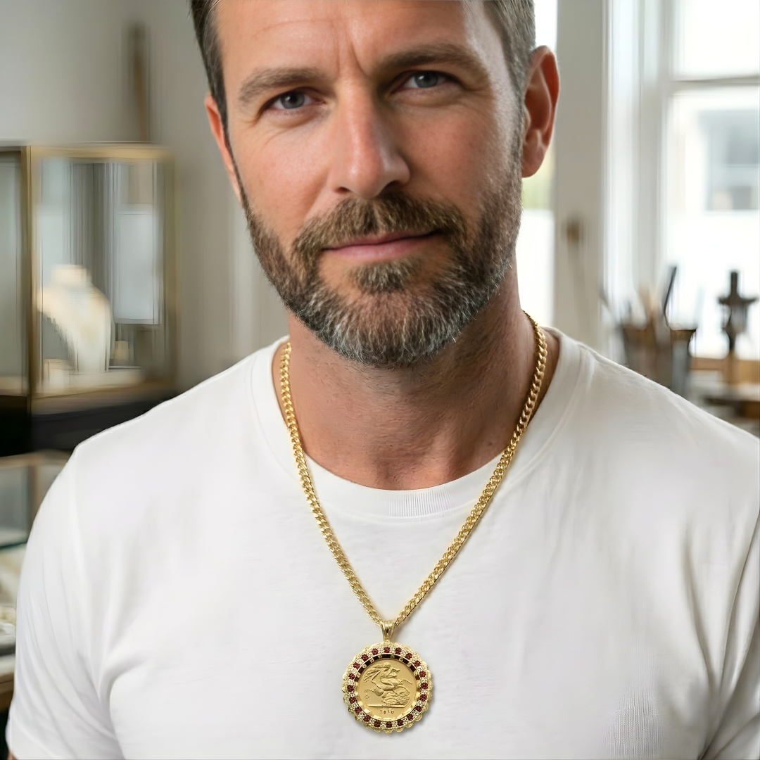 18K Gold Filled  Tarnish Proof Sovereign Pendant Necklace