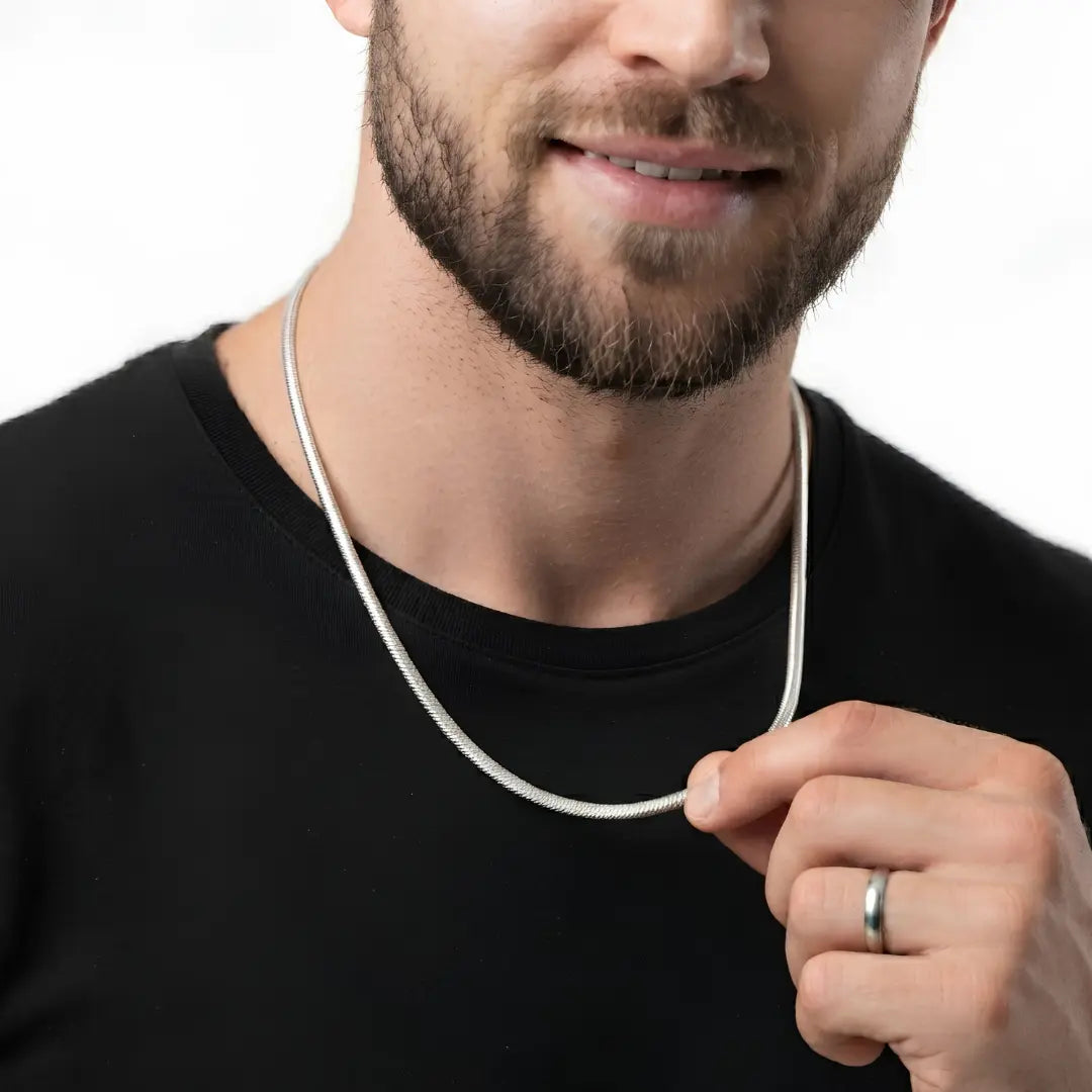 Silver Snake Chain (3mm x 50cm) – Smooth Flexible Tubular Necklace for Men & Women