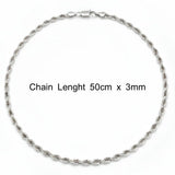18K Gold Filled & Silver Rope Chain Necklace (3mm x 50cm) – Twisted Link Luxury Necklace