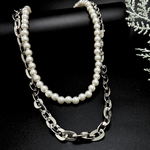 Load image into Gallery viewer, Silver Large Links Chain Duo Necklace
