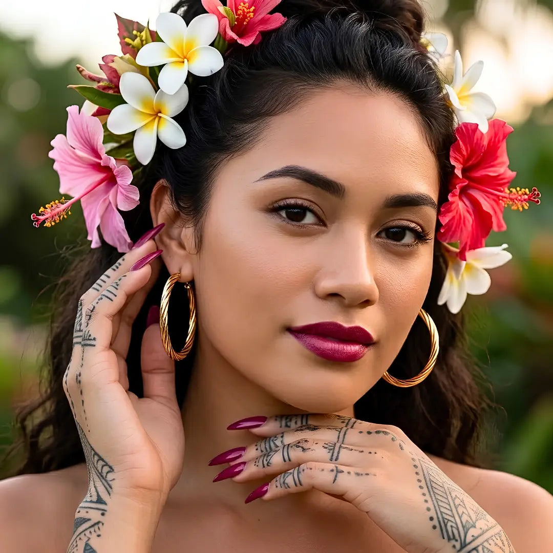 18K 18K Gold Filled Hawaiian Style Twisted Hoop Earrings – Tarnish Proof Hoop Earrings for Women
