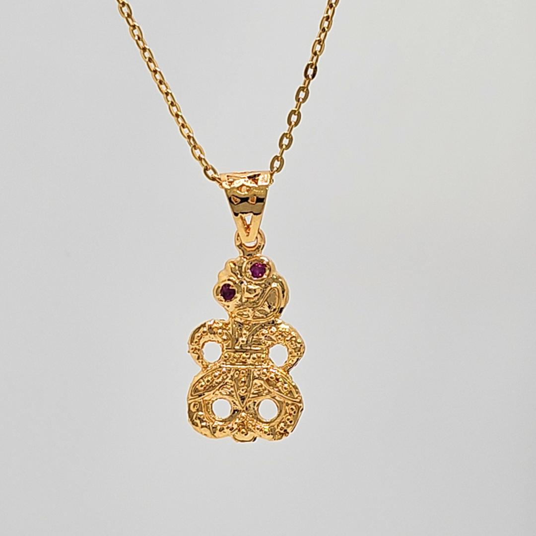 18K Gold Filled Maori TIKI Pendant Necklace