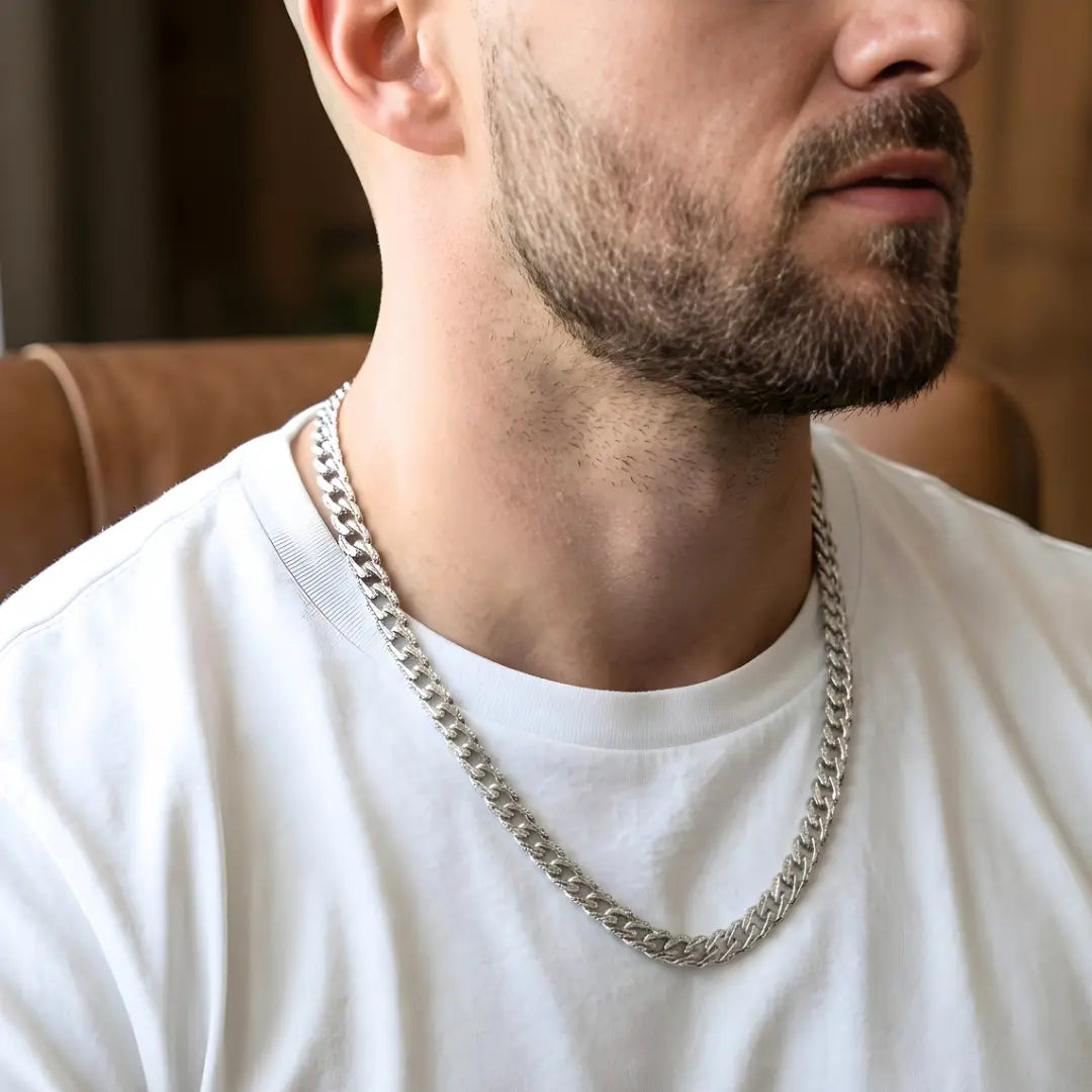 Unisex Lightweight Silver Byzantine Chain Necklace 58cm x 6mm