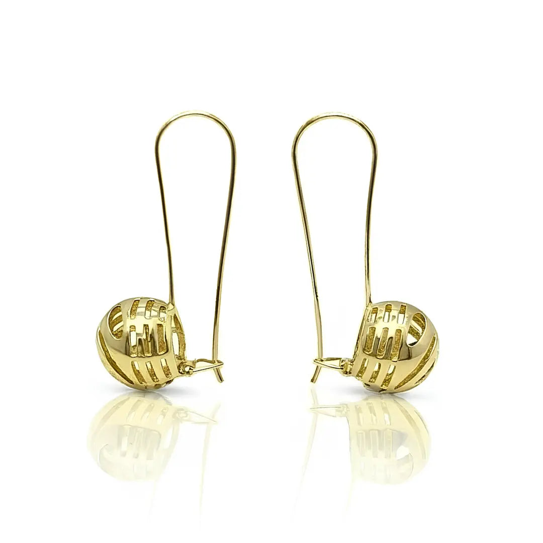 14K Gold Filled Hollow Mesh Ball Dangle Earrings – Filigree Leverback Drop Earrings