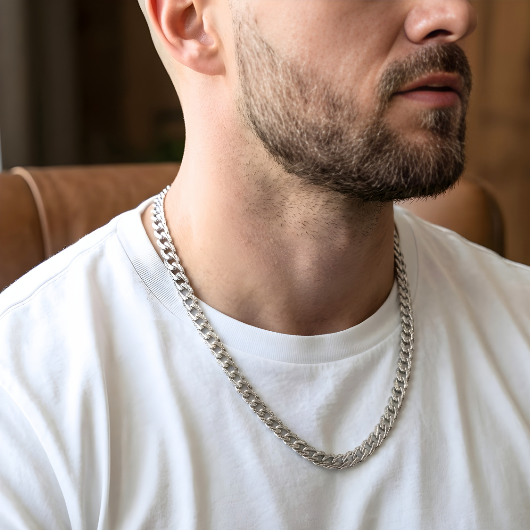 Silver Interlinked Chain 60cm x 8mm