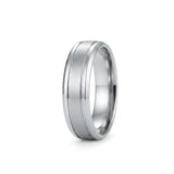 Tarnish-Proof Grooved Band Ring – Brushed Finish Men's Wedding Band (US Size 11)
