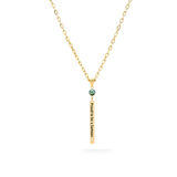 14K Gold Filled "Proud To Be A Samoan" Vertical Bar Pendant Necklace – Dark Pearl Accent & CZ Detail Chain Necklace for Women
