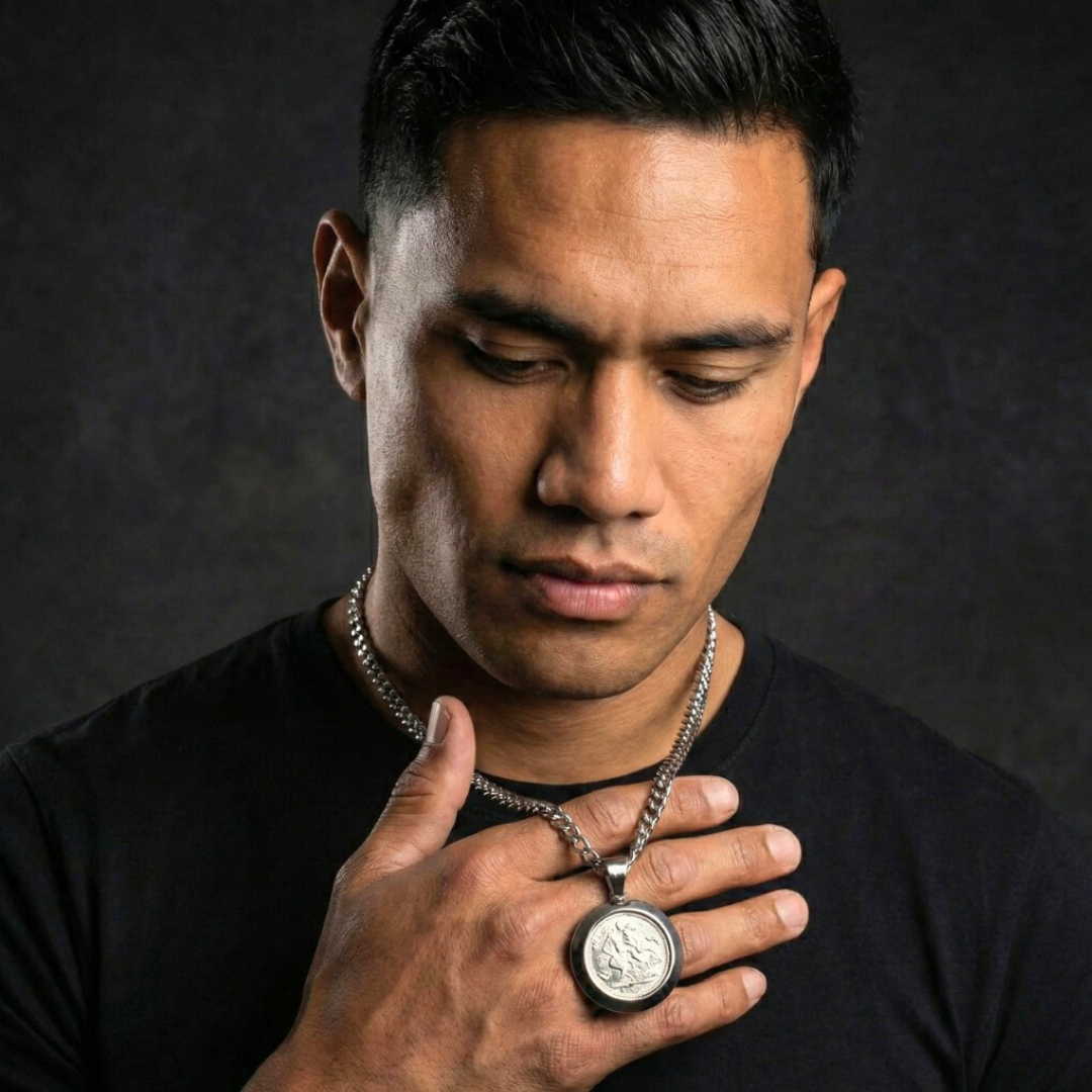 Silver Rhodium Plated Full Sovereign Pendant Necklace 1913