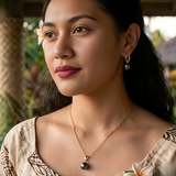 18K Gold Filled Hawaiian Pearl Necklace with Diamond Huggie Earrings Set – 12mm High-Luster Island Pearl on 60cm Chain for Women