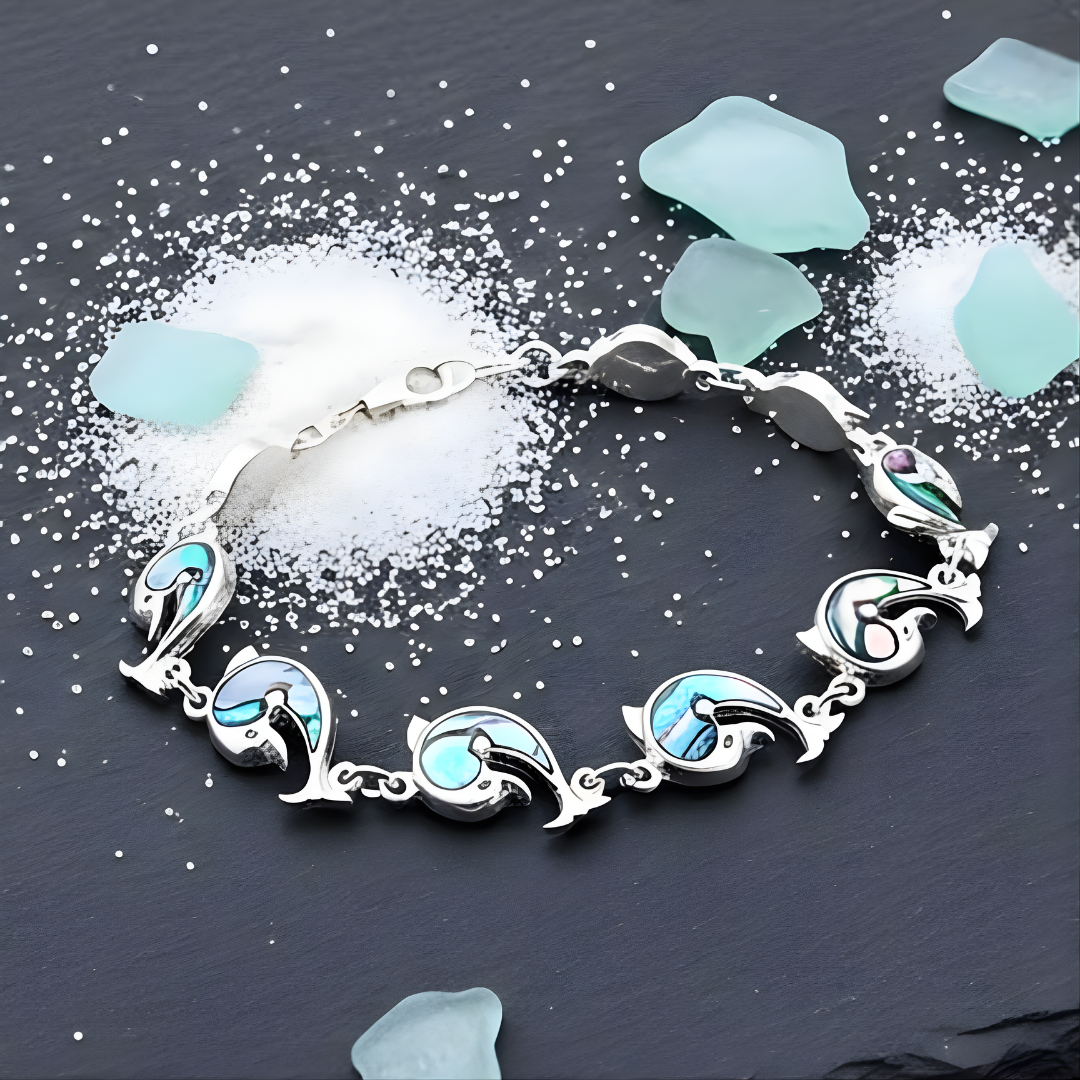 Silver Fish Paua Shell Bracelet – 19cm