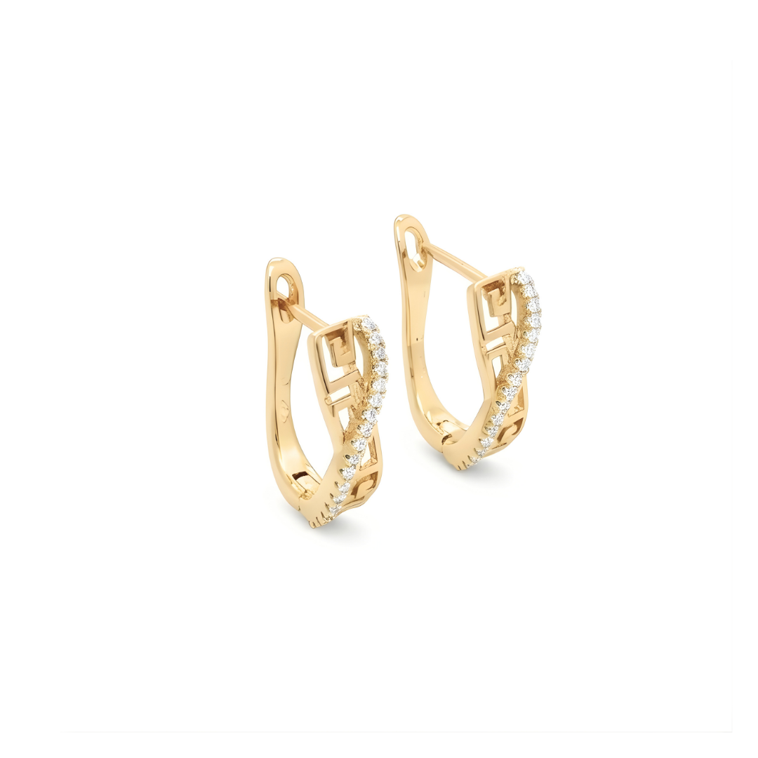18K Gold Filled Filigree Marquise Wave CZ Huggie Earrings – Openwork Filigree Teardrop Hoop Earrings for Women