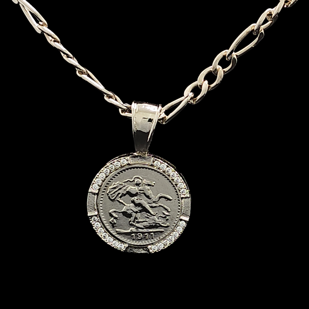 Silver Customized Full Sovereign Pendant Necklace