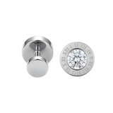 Men’s Silver Roman Numeral Stud Earrings – 15mm Cubic Zirconia Solitaire Studs