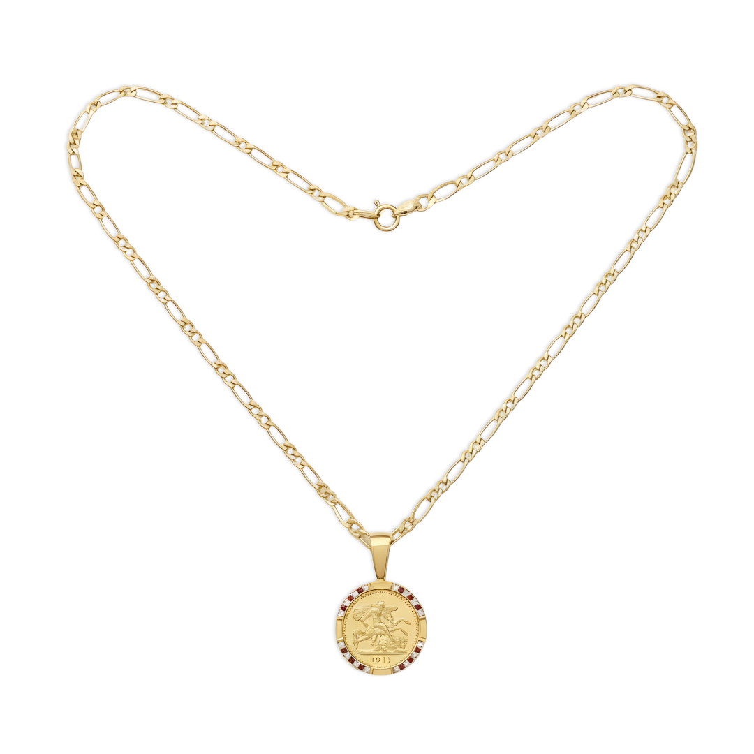 18K Gold Filled 1911 Sovereign Pendant Necklace