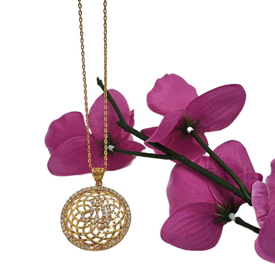 18K Gold Filled ALLAH Pendant CZ Necklace