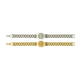 18K Gold Filled & Silver Medusa Head President Link Bracelet – Engraved Coin Emblem Watchband Chain Bracelet for Men & Women
