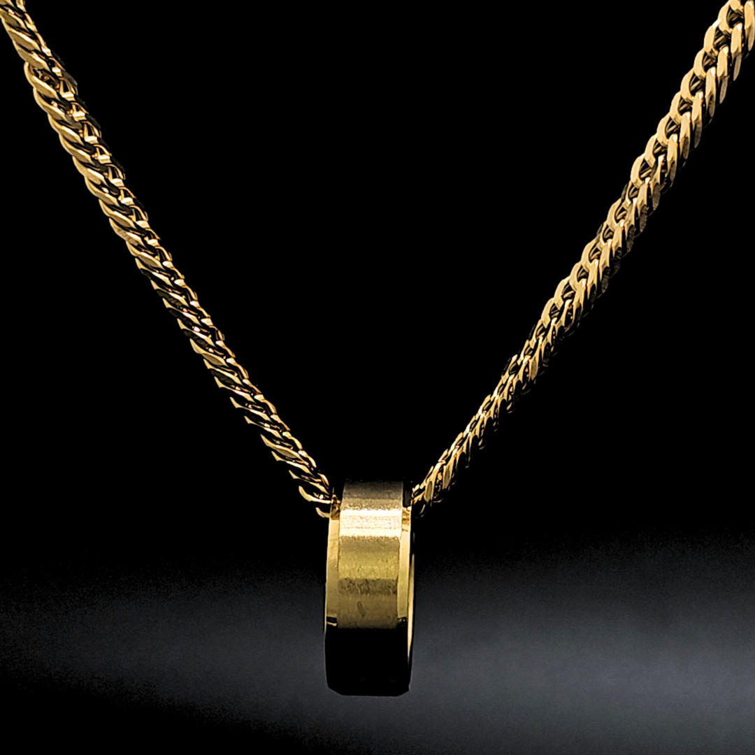 18K Gold Filled Cuban Link Chain with Ring