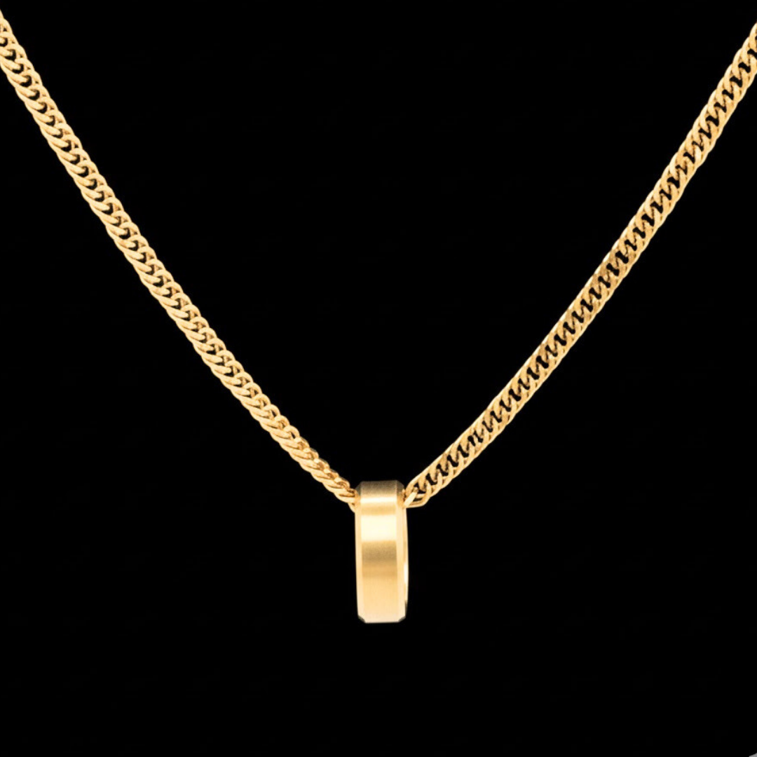 18K Gold Filled Cuban Link Chain with Ring