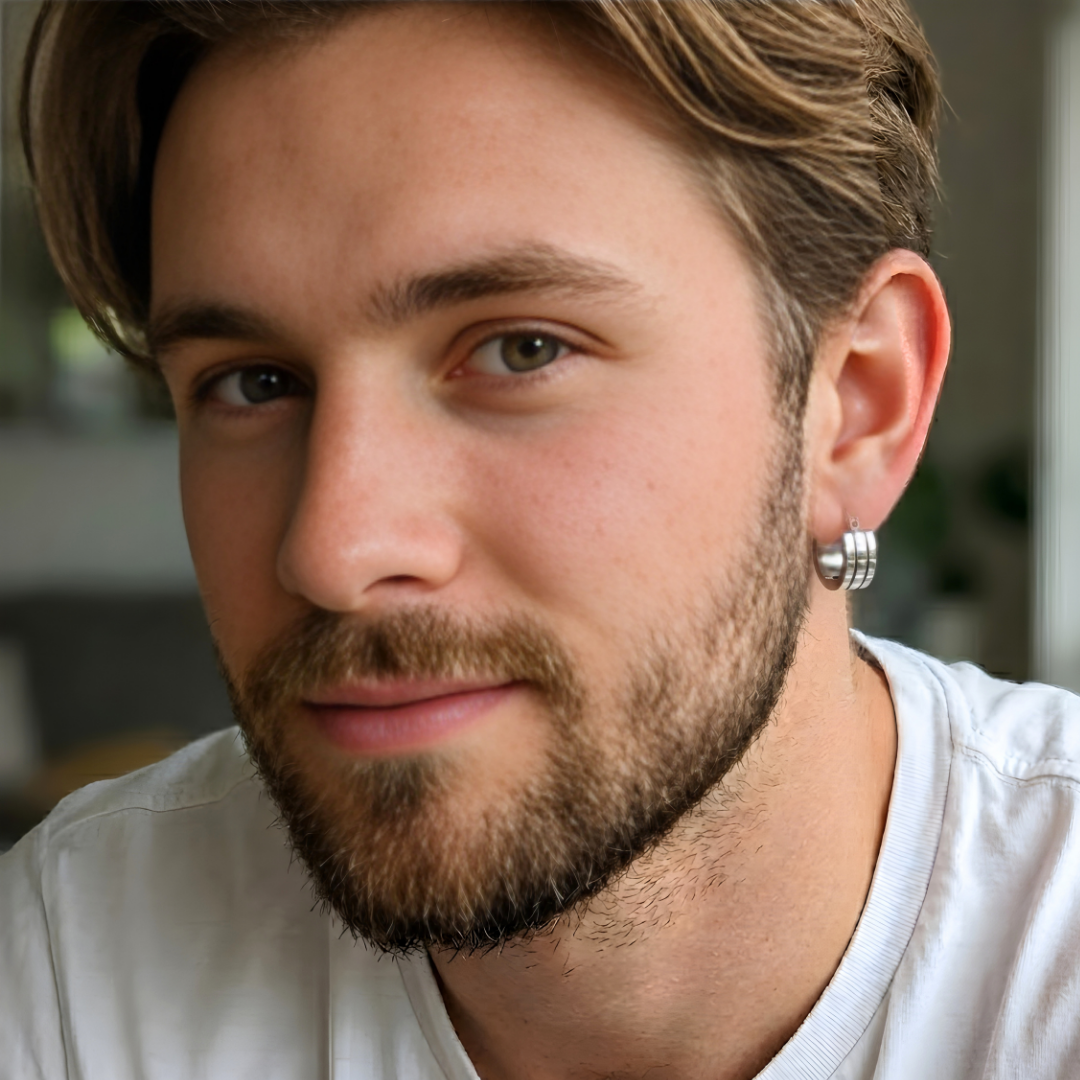 Men’s Silver Hoop Earrings 12mm
