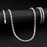 Unisex 48CM X 5MMTarnish-Proof Silver Rope Chain Necklace - Stainless Steel