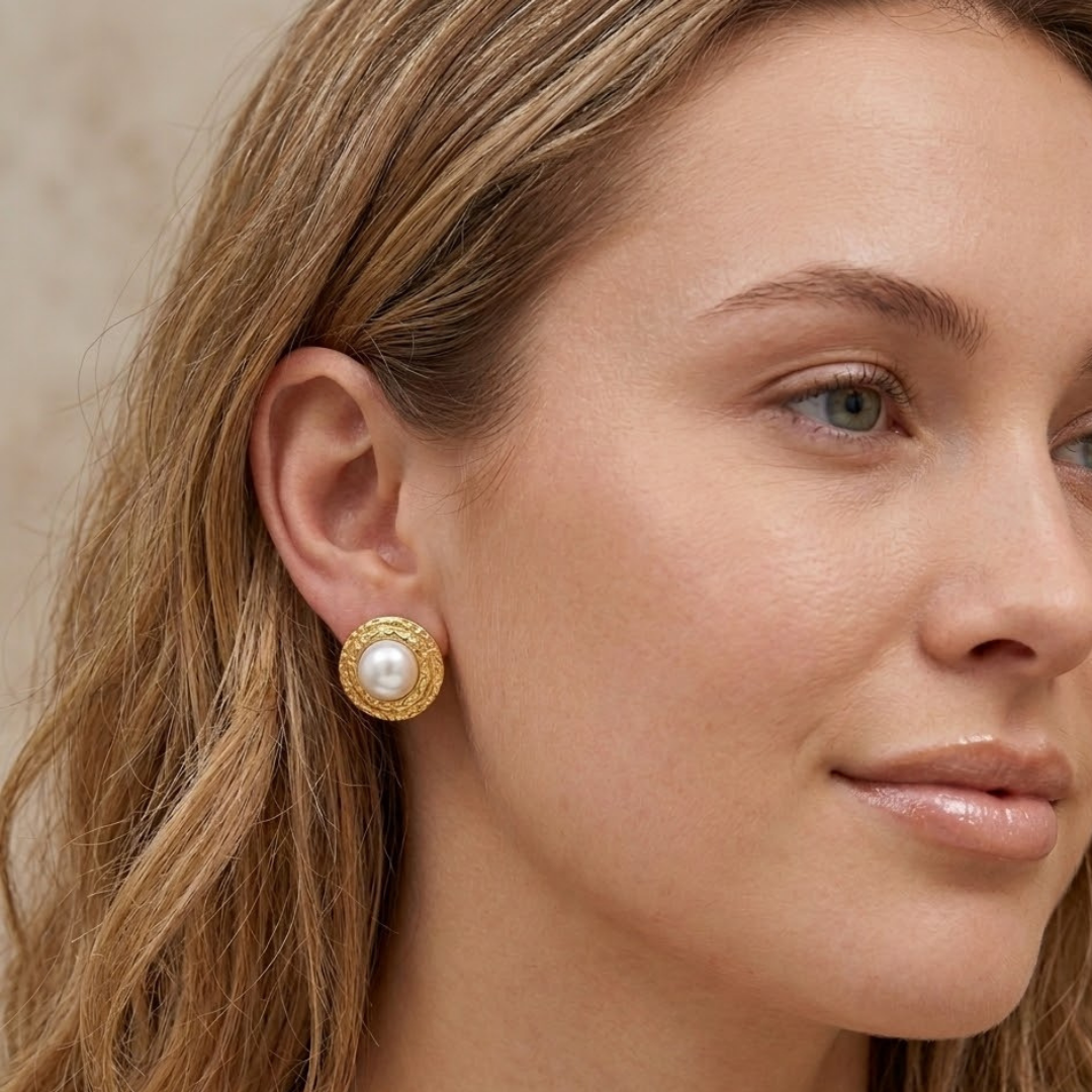 18K Gold Filled Pearl Stud Earrings