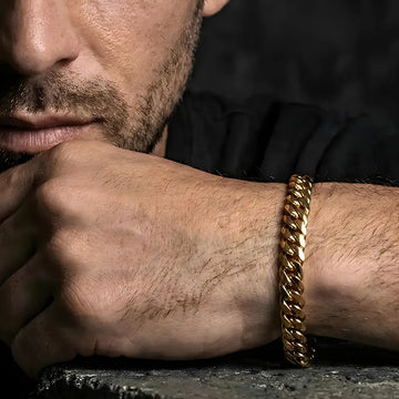23CM x 7MM 18K Gold Filled Double Curb Chain Bracelet – Unisex Tarnish-Proof Cuban Link Bracelet