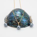 Load image into Gallery viewer, 18K Gold Filled Hawaiian Grey Pearl Set