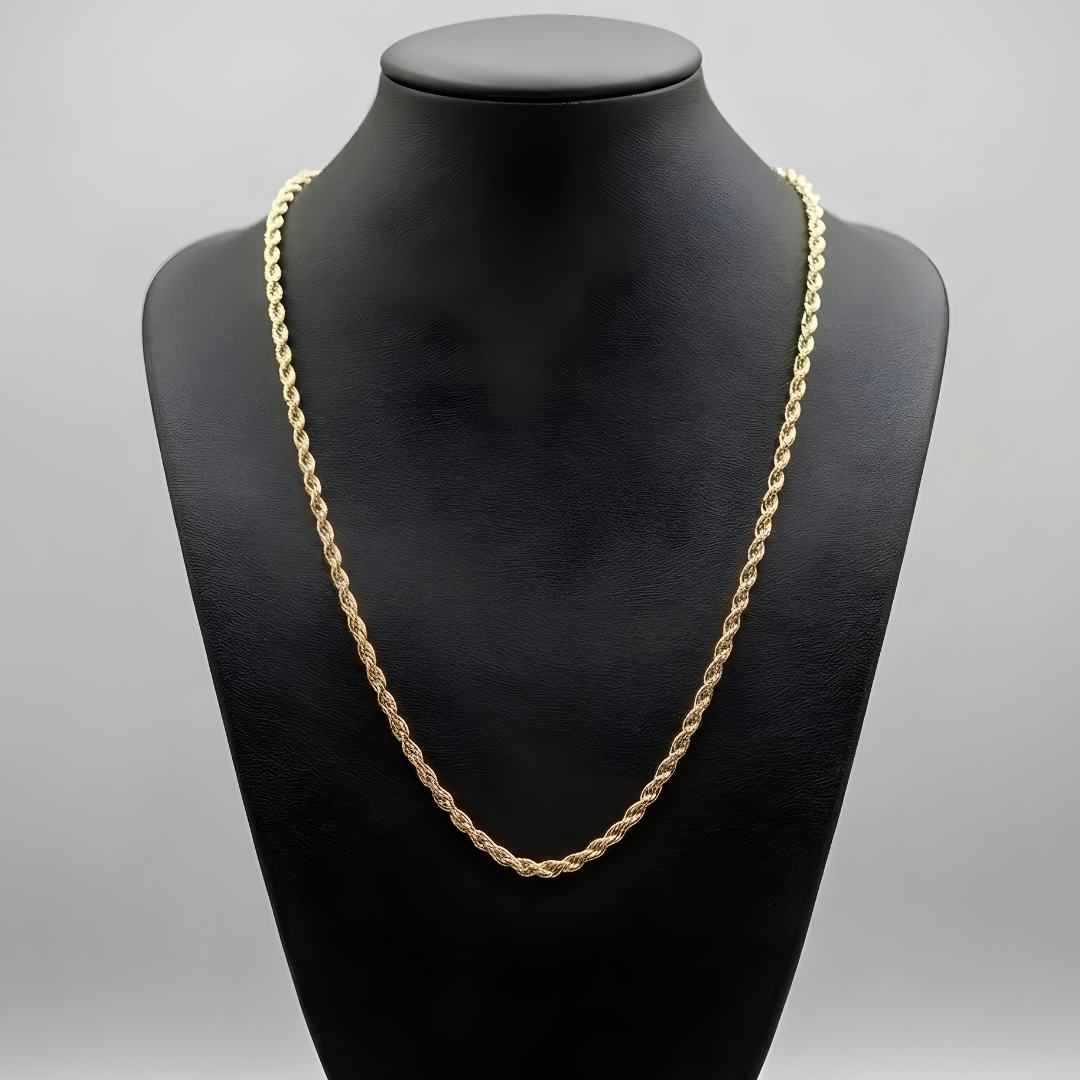 Thin 18K Gold Filled Rope Chain Necklace – Dainty Twisted Gold Chain