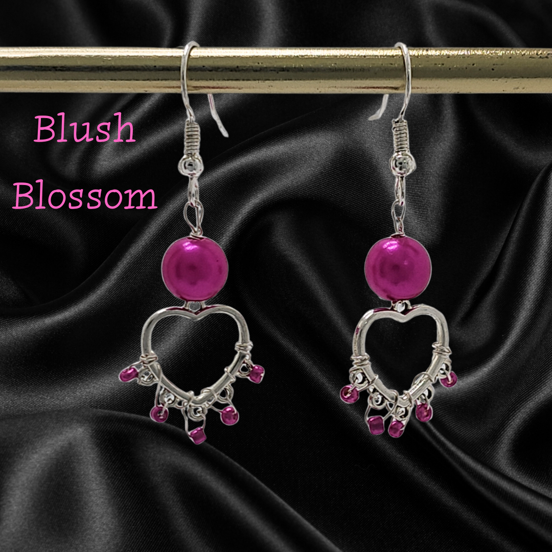 Silver Rhodium Plated Heart Pearl Earrings