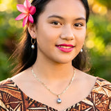 18K Gold Filled Figaro Chain Necklace & Drop Hoop Earrings Set – Freshwater Baroque Pearl Jewelry Suite, 60cm + 5cm Extension