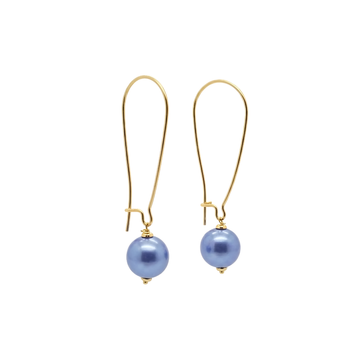 18K Gold Filled Hawaiian Long Wire Drop Earrings with Pink Pearl Accent