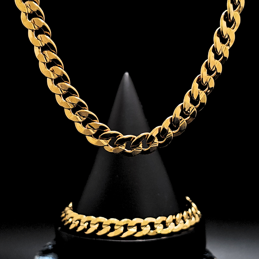 18K Gold Filled Cuban Link Chain & Bracelet